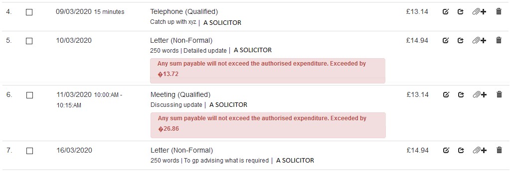 an image showing an example two work items restricted to the authorised expenditure prior to the increase obtained