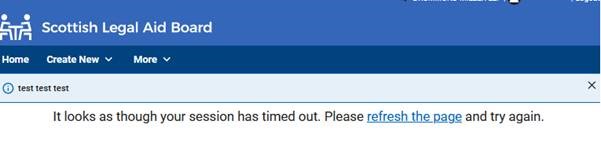 Visual of Legal Aid Online time out.