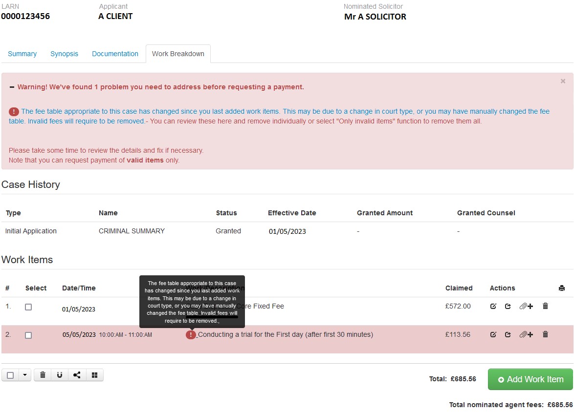 LAOL guidance summary image: Case did not proceed to trial, or trial was less than 30 minutes.