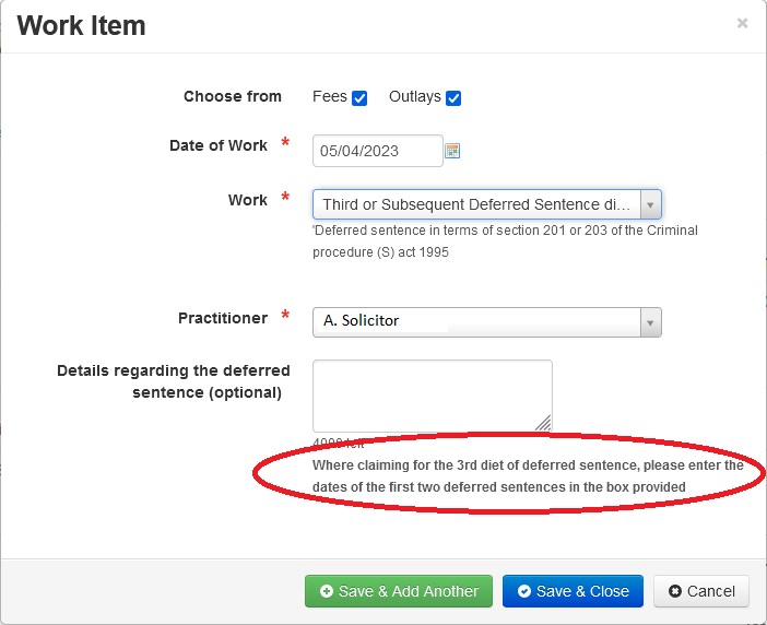 LAOL guidance summary image: third diet of deferred sentence.