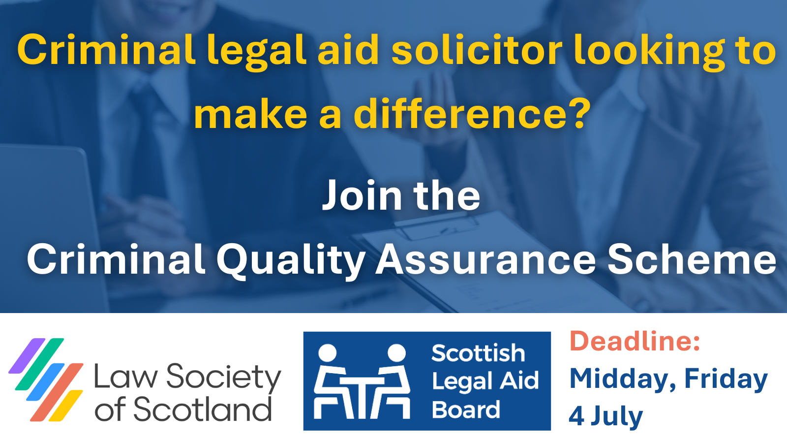  Criminal legal aid solicitor looking to make a difference? Join the Criminal Quality Assurance Scheme (CQAS)