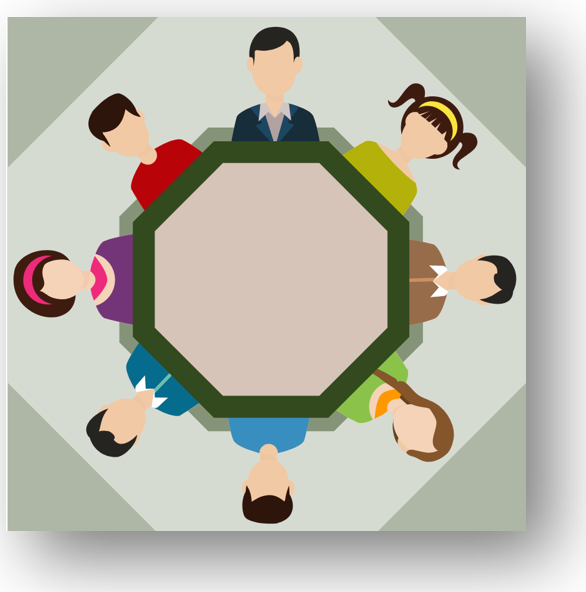 Graphic image showing people sitting around a table